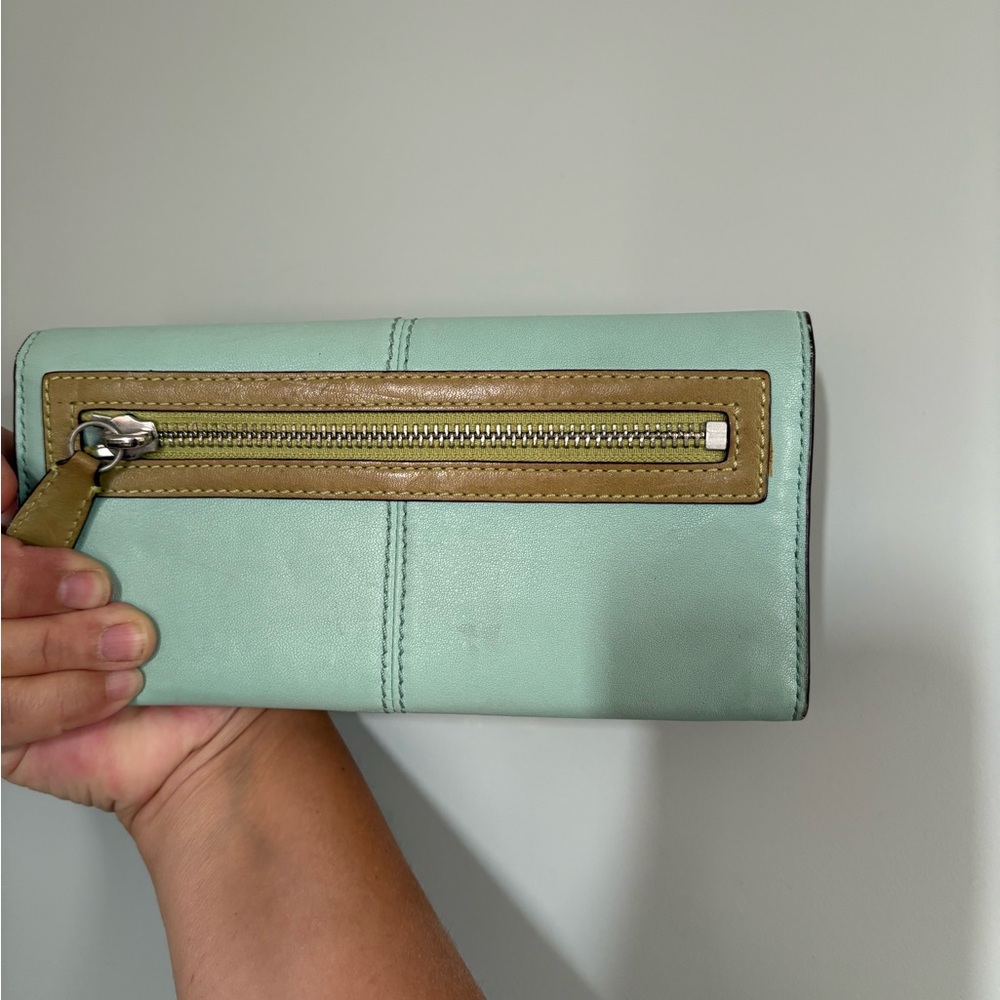 Coach Light Blue Seafoam Leather Women's Wallet - Picture 7 of 8